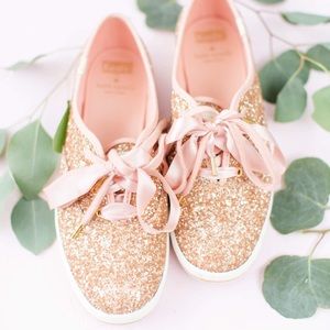 Kate Spade Glittery Keds Rose Gold